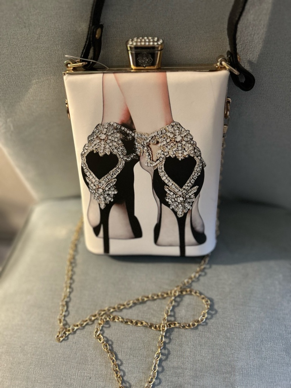 Heart ❤️ High Heel Crossbody Purse w Gold Chain - Weddings &Parties Purse
